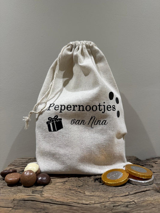 PEPERNOTENZAKJE MET NAAM - cadeau