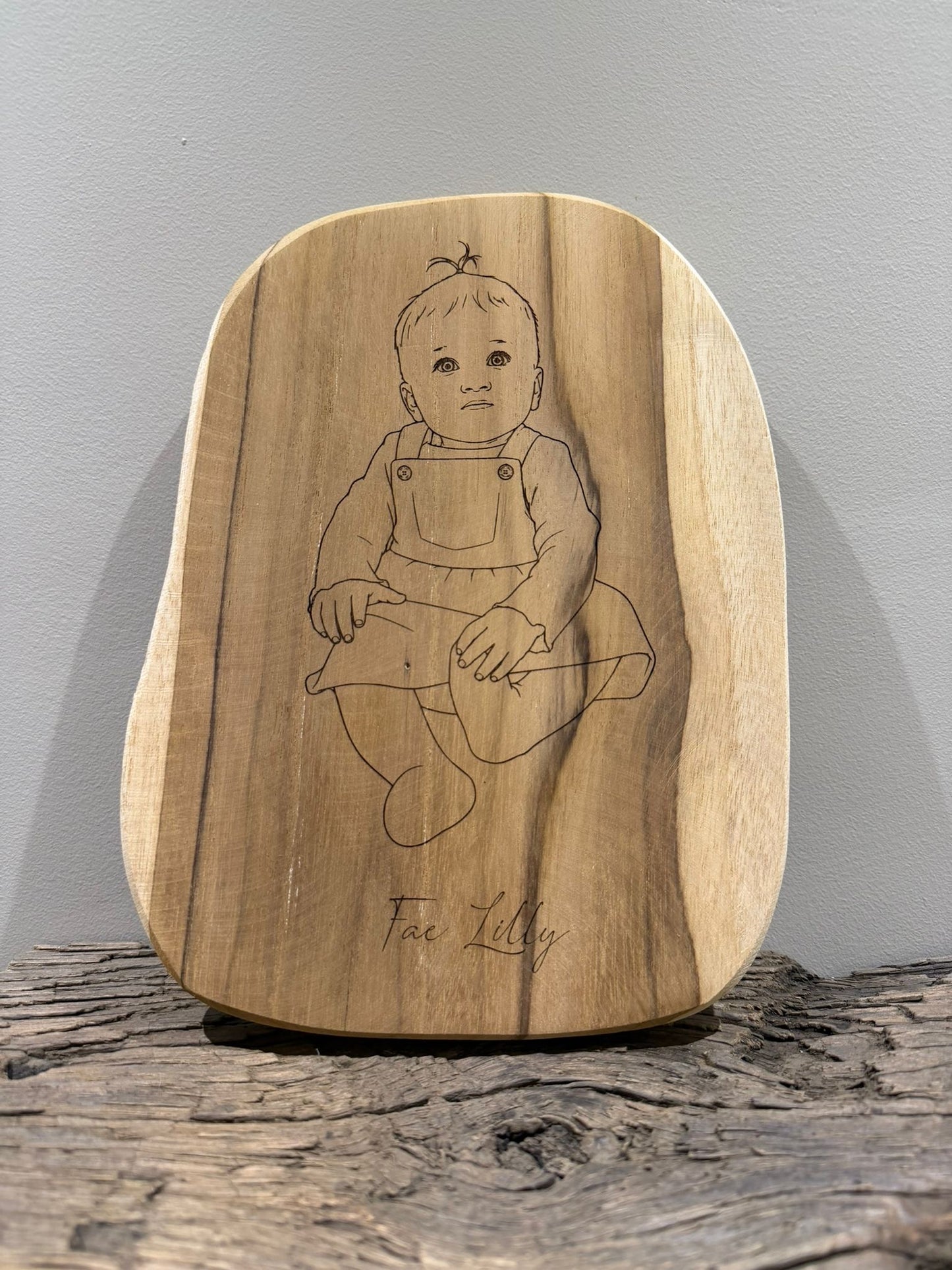 HOUTEN PLANK LIJNTEKENING - met naam