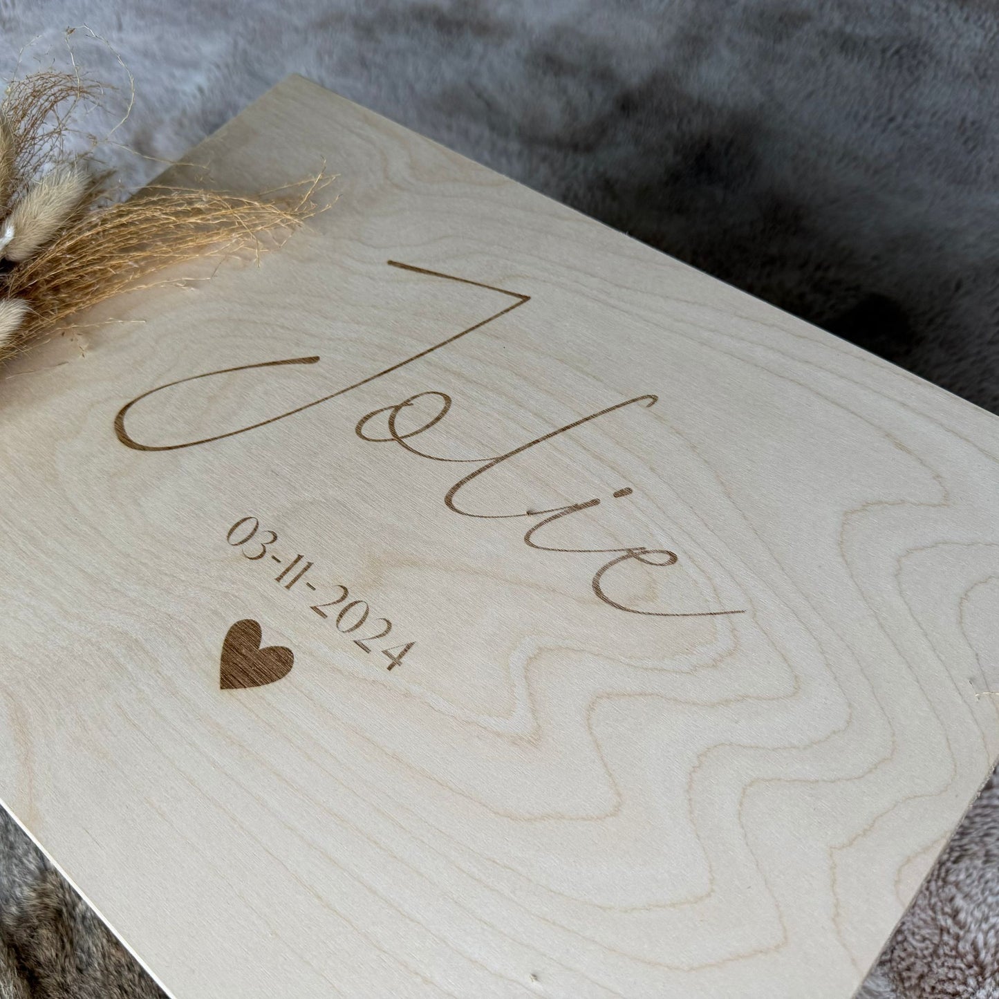 Kraamcadeau bewaarkist voor baby luxe houten herinneringsdoos bewaarkist met naam 