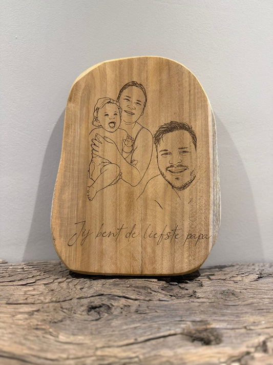 HOUTEN PLANK LIJNTEKENING - vaderdag cadeau