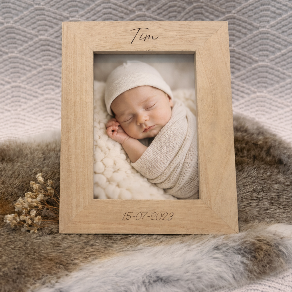 fotolijst met naam hout babykamer

houten fotolijst gepersonaliseerd kind

fotolijst baby naam decoratie