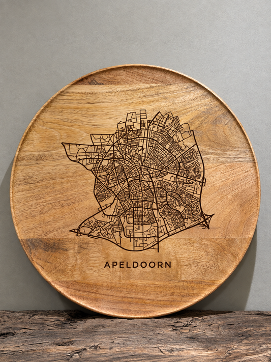 HOUTEN BORD STADSKAART - met plaatsnaam Apeldoorn